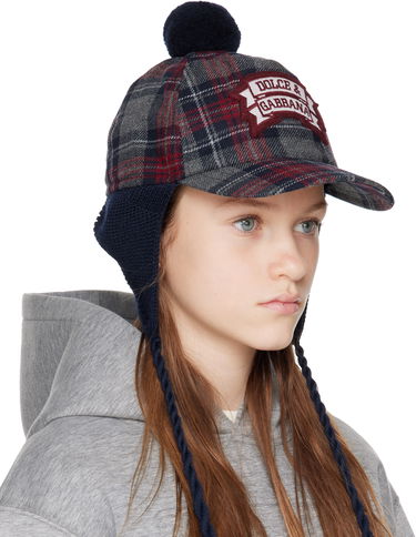 Klobúk Dolce & Gabbana Dolce&Gabbana Tartan Wool-Blend Baseball Cap with Earflaps Navy | LB5H44 FQMFZ, 1