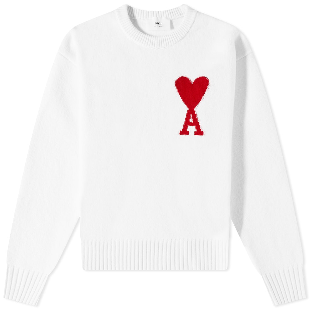 Sveter AMI Large Crewneck Biela | H21K009-018-100, 0
