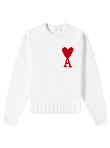Sveter AMI Large Crewneck Biela | H21K009-018-100