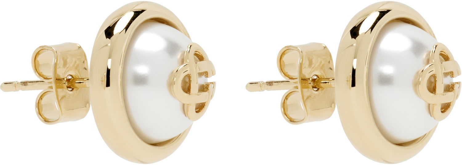 Náušnice Casablanca Faux-Pearl Logo Stud Earrings Metalická | APS25-JW-094-01, 1