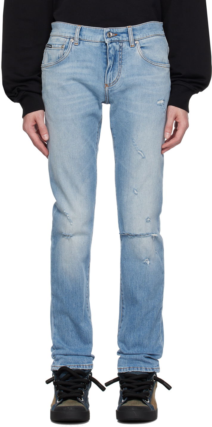 Blue Five-Pocket Jeans