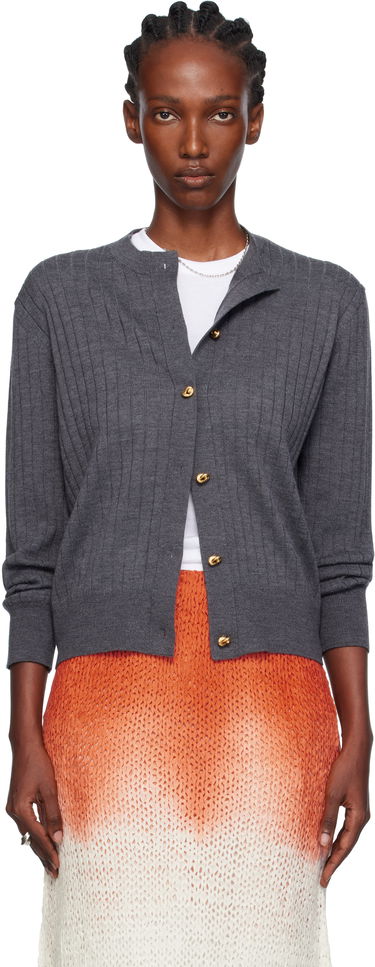 Sveter Bottega Veneta Bottega Veneta Wool Rib Knit Cardigan Šedá | 835337 V5L70, 0