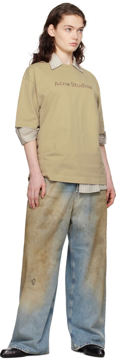 Tričko Acne Studios Acne Studios Relaxed Fit Logo T-shirt Béžová | CL0316-, 4
