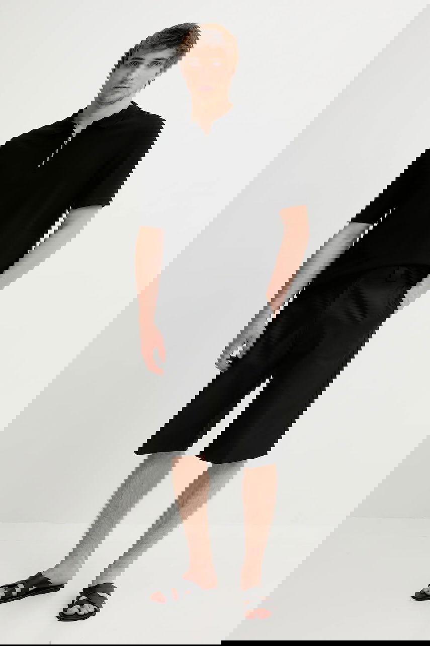 Polo tričko Samsoe Samsoe SAMAC Zippered Polo Shirt Čierna | M25200033, 1