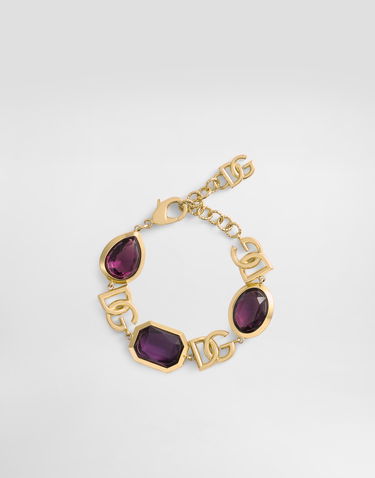 Náramok Dolce & Gabbana Dolce & Gabbana Gold Metal Logo Bracelet with Purple Crystals Fialová | WBR6M6W1111ZOO00, 0