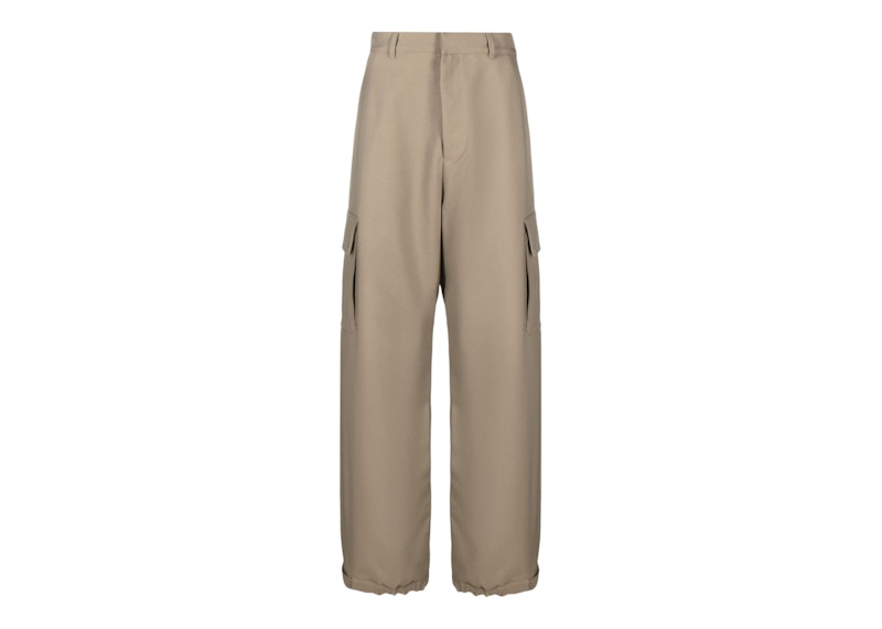 Cargo nohavice Off-White Emb Drill Wide-Leg Cargo Trousers Béžová | OMCF037F23FAB0046161, 0