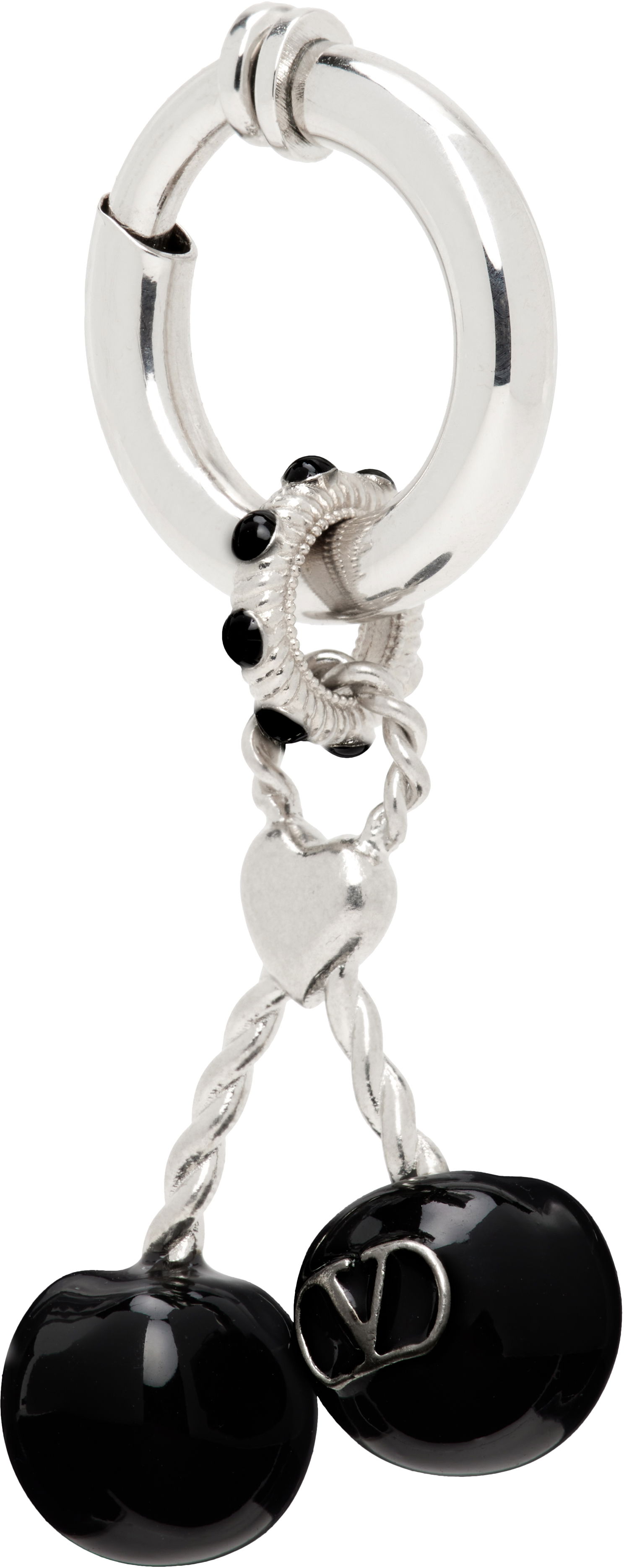 Náušnice Valentino Valentino Garavani Chez Valentino Silver-Tone & Black Onyx Cherry Clip-On Single Earring Metalická | 7Y2J0AK1MJP, 1