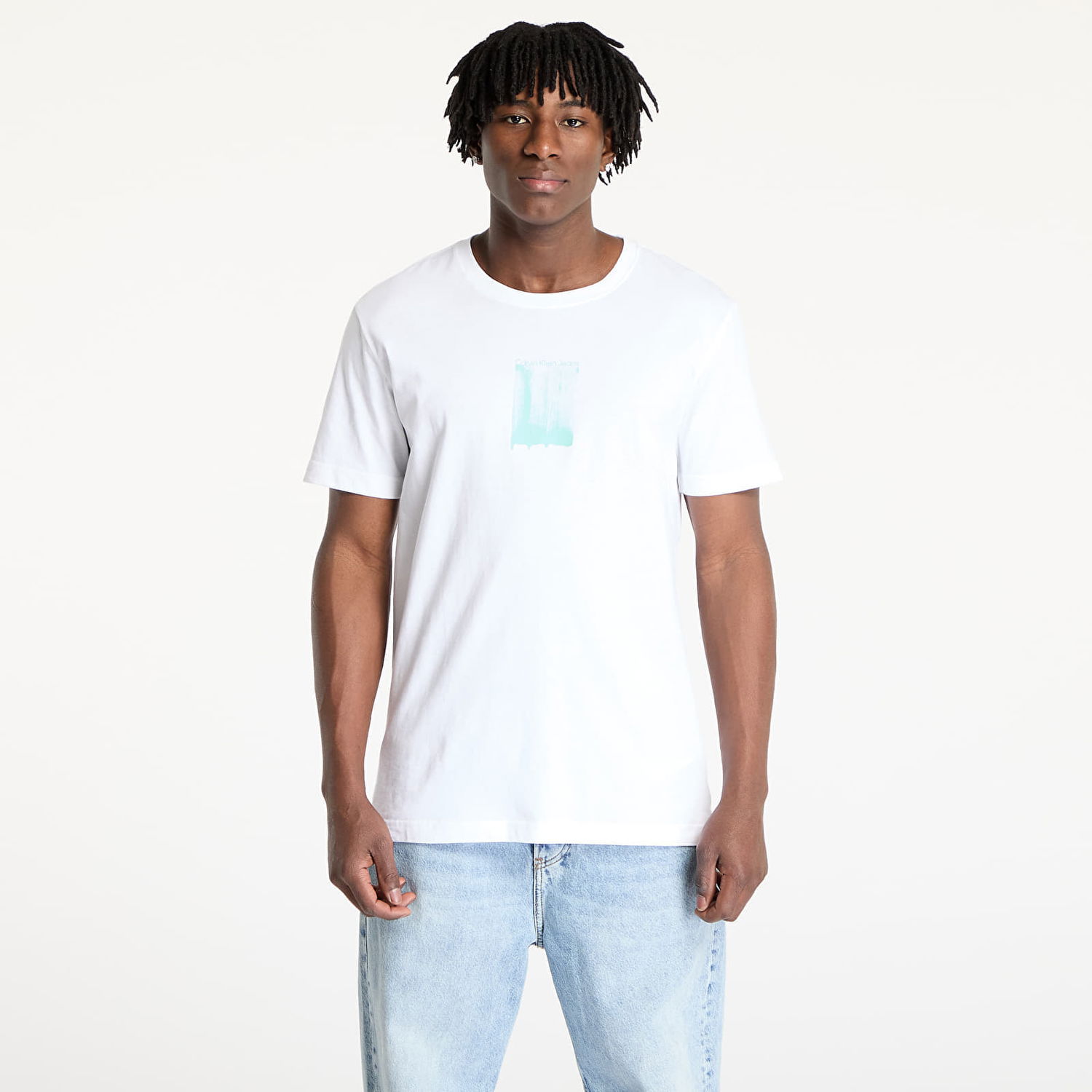 Tričko CALVIN KLEIN Calvin Klein Jeans Men's Brush Stroke Graphic T-Shirt Biela | J30J327522 YAF, 0