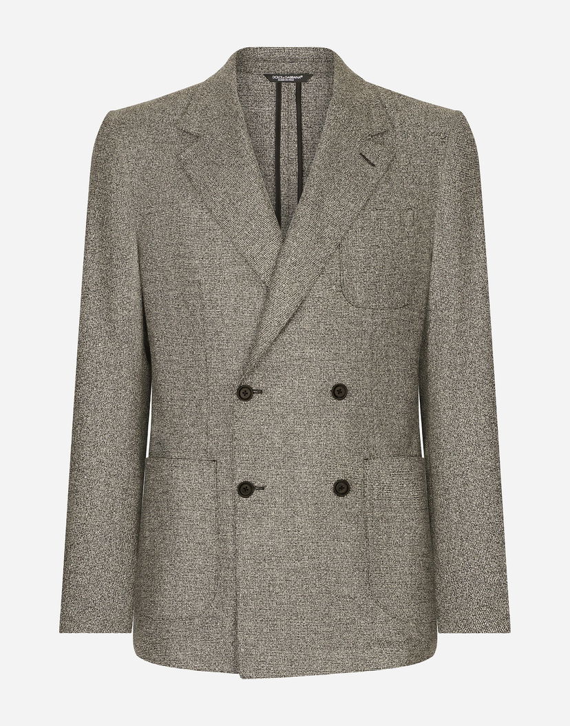 Bunda Dolce & Gabbana Double-breasted Portofino-fit Stretch Flannel Jacket Šedá | G2TW3TFMCA0S8290