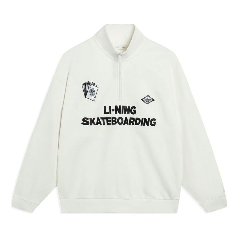 Mikina Li-Ning Skateboarding Graphic Half Zip Sweatshirt Biela | AWDT225-2