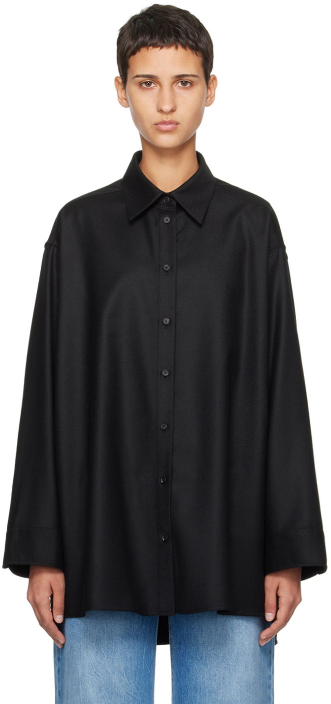 Košeľa The Row Oversized Wool Shirt Čierna | 5927-W2107, 0