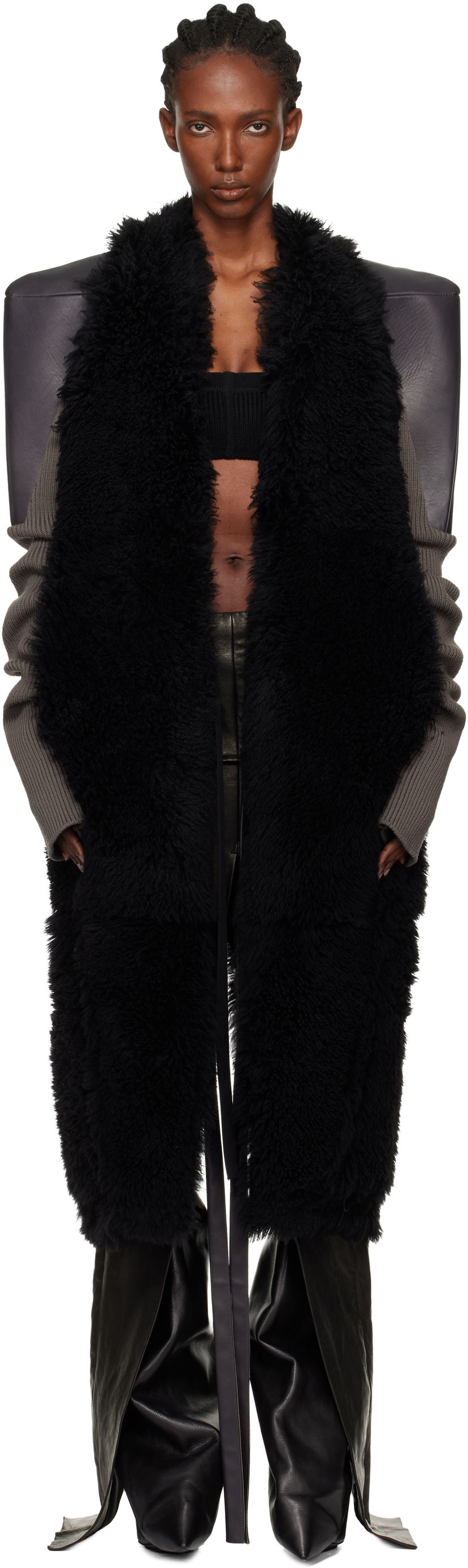 Kabáty Rick Owens Concordians SL Cyclops Reversible Shearling Coat Čierna | RO02E4950 LSHCR
