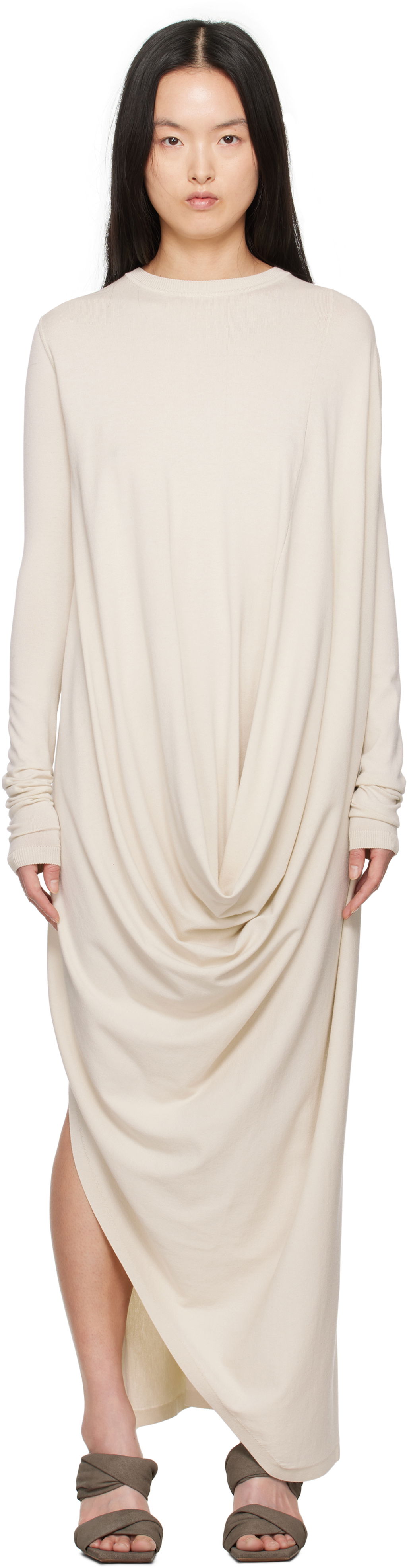 Šaty Rick Owens Rick Owens Hollywood Twisted Midi Dress Béžová | RP01E7637 VI, 0