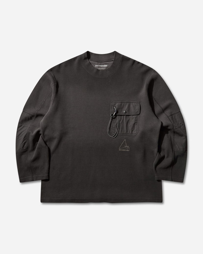 Košeľa ROA Garment-Dyed Waffle Knit Long-Sleeve with Utility Chest Pocket Čierna | 5745284539 10