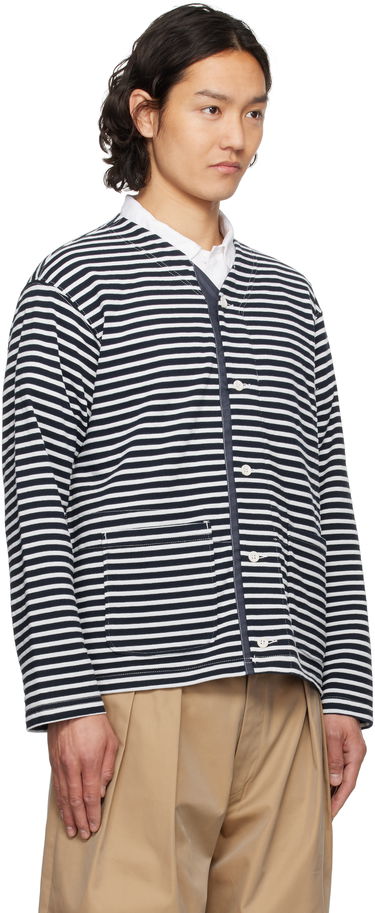 Sveter Engineered Garments Engineered Garments PC Stripe Jersey Knit Cardigan Navy | 25S1B030, 1