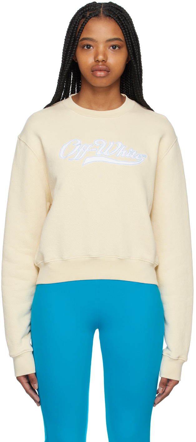 Mikina Off-White Embroidered Logo Sweatshirt Béžová | OWBA061S23JER0066145, 0