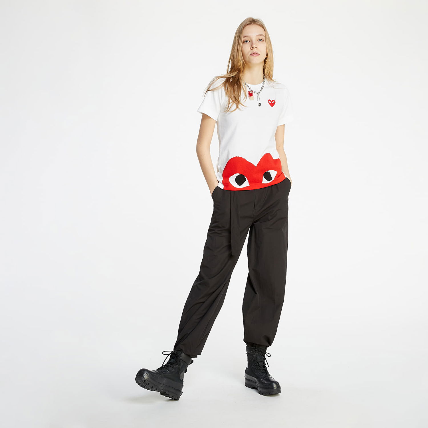 Tričko Comme des Garçons PLAY Heart Print Biela | AZT033 white, 0
