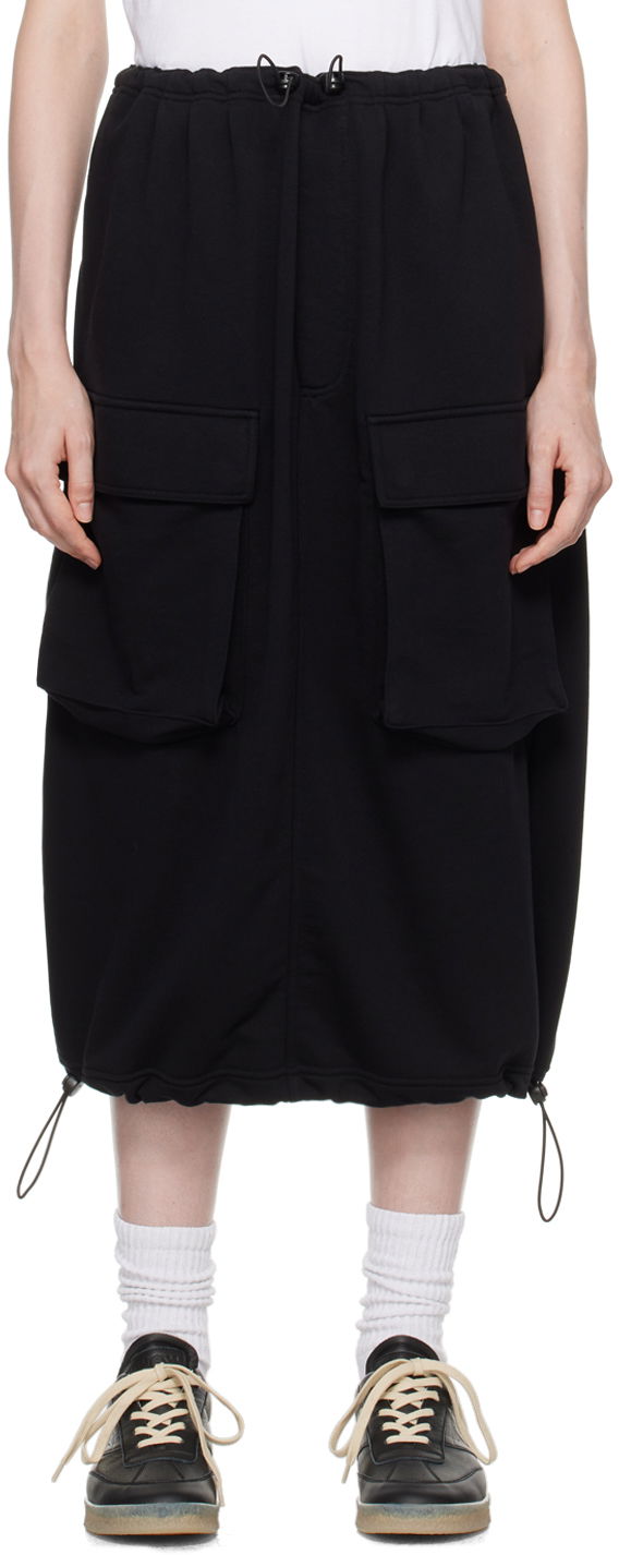 MM6 Black Flap Pocket Midi Skirt