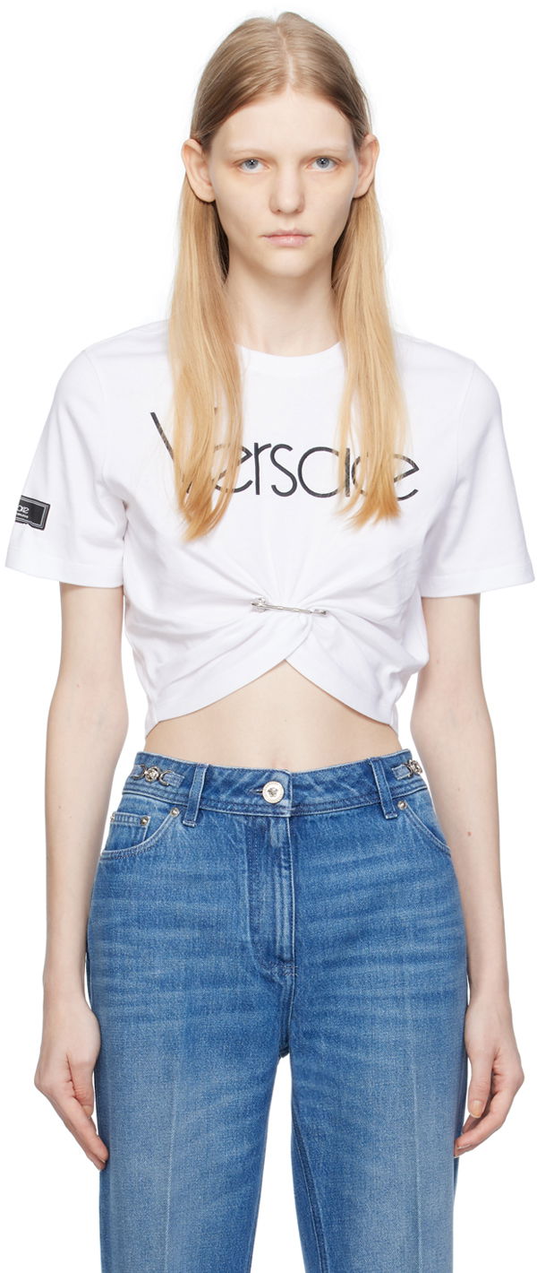 Tričko Versace White Safety Pin Biela | 1011331_1A09120, 0