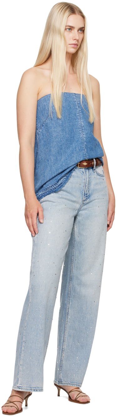 Tielko rag & bone Rag & Bone Women's Aurora Denim Tube Top Modrá | WDD24P1470FQDE, 3