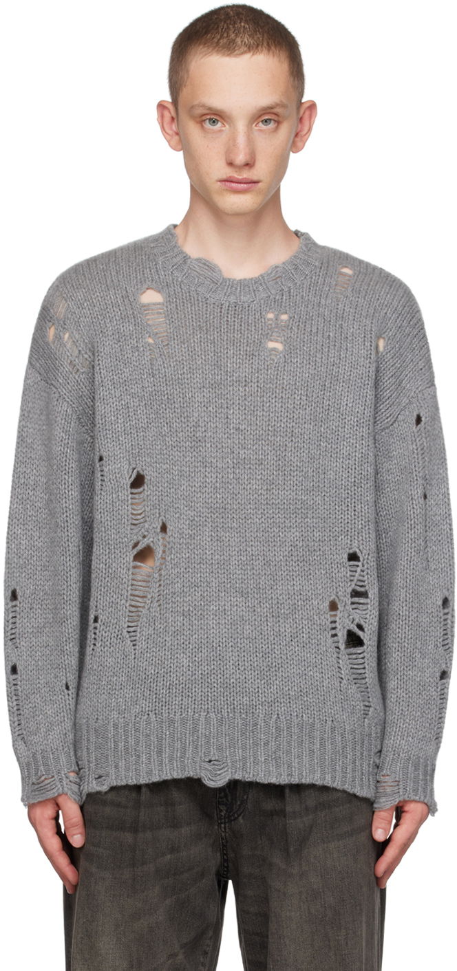 Sveter R13 R13 Distressed Knit Sweater Šedá | R13WY089-Y003B, 0