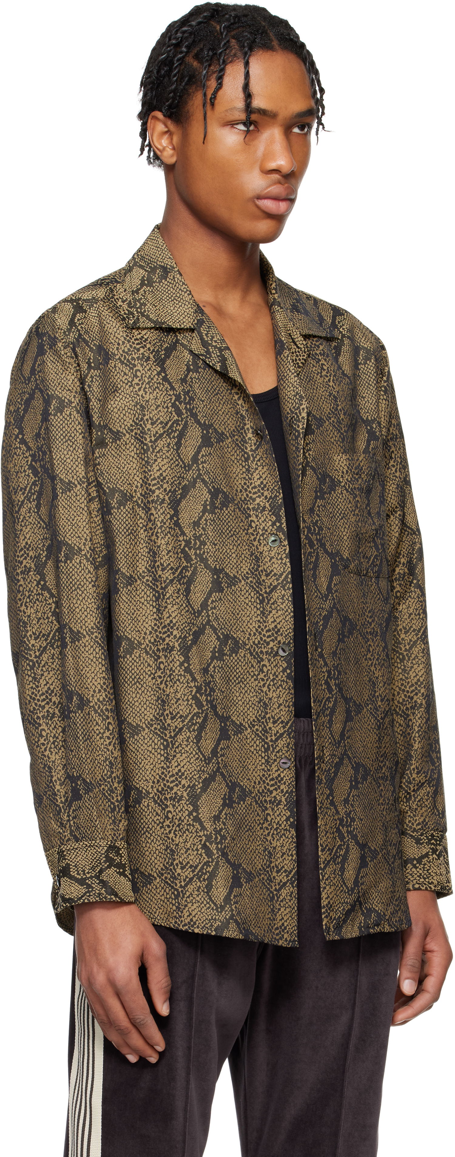 Košeľa Needles Needles One-Up Snakeskin Print Shirt Hnedá | QV103, 1