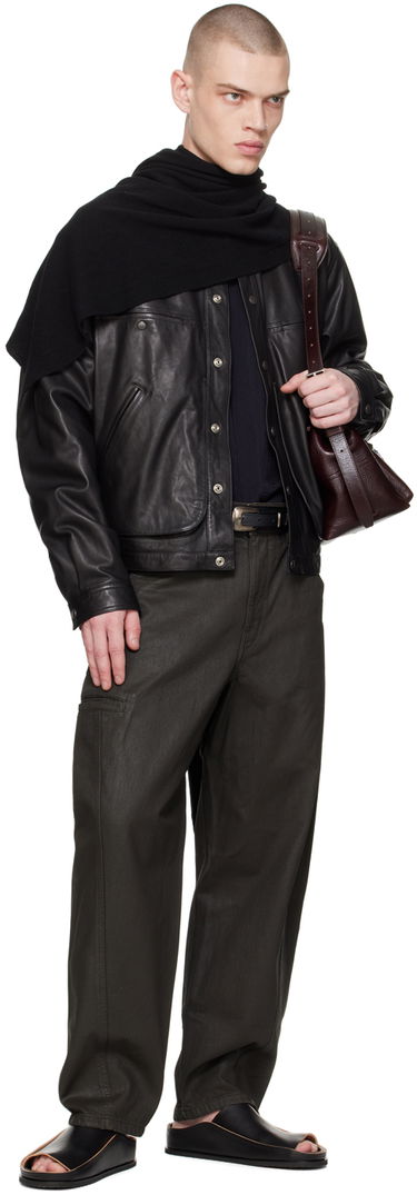 Bomber bunda LEMAIRE Lemaire Stand Collar Leather Jacket Čierna | OW1057 LL0068, 3