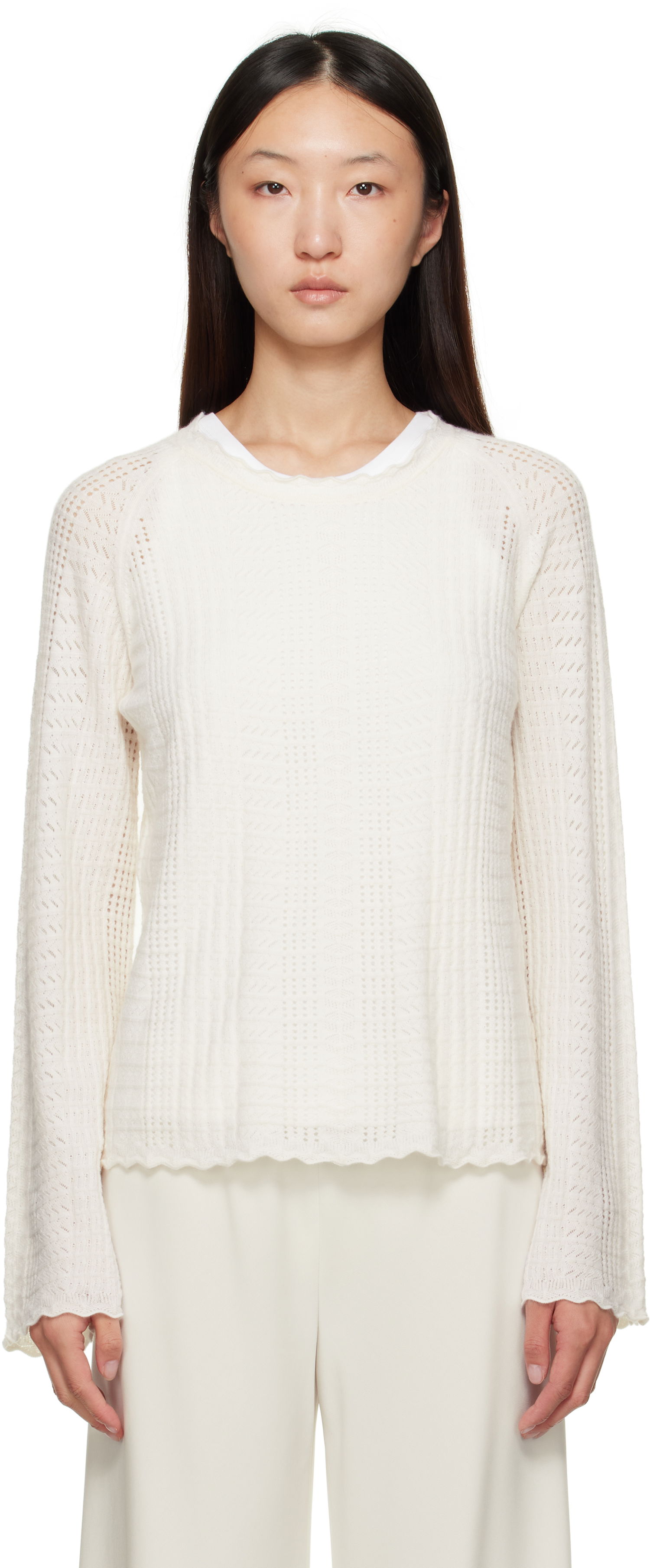 Sveter Loulou de Saison Loulou de Saison Greta Knit Sweater Biela | GRETA, 0