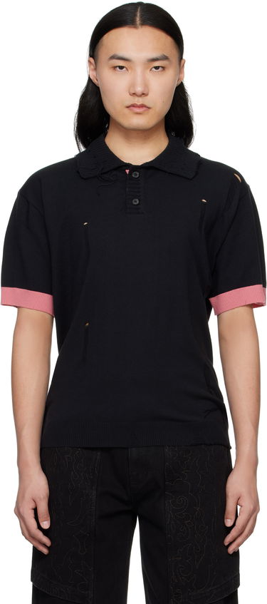 Polo tričko Andersson Bell Andersson Bell Damaged Knit Polo Čierna | atb1243m, 0