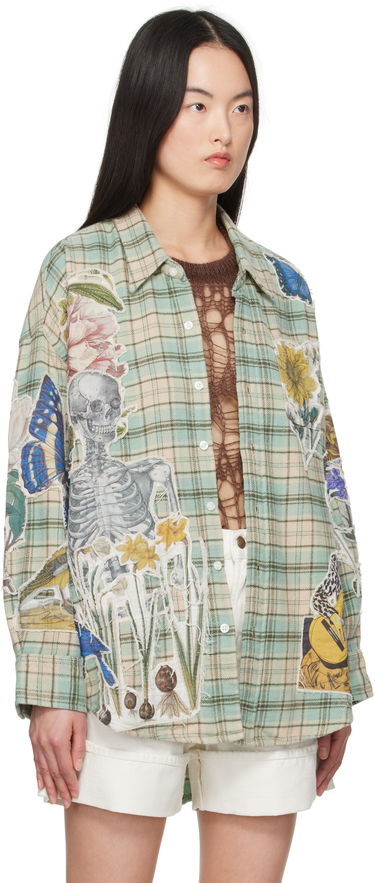Košeľa R13 R13 Drop Neck Applique Plaid Shirt Zelené | R13WR004-R483B, 1