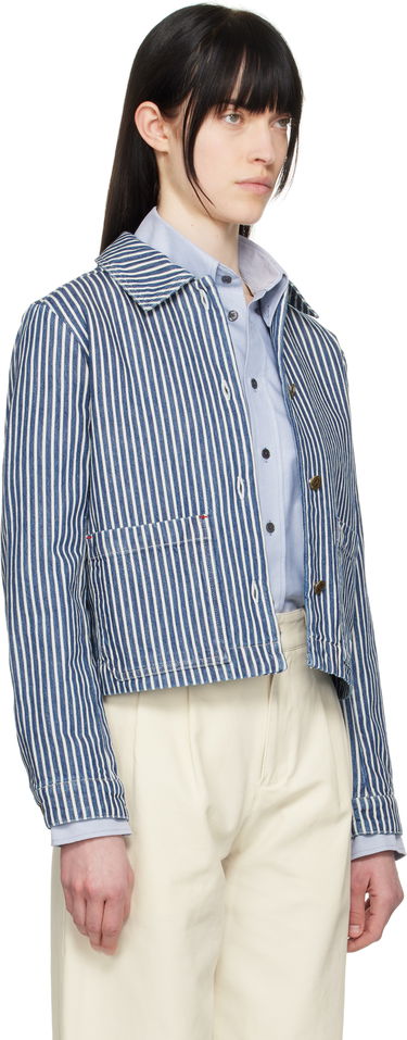 Bunda A.P.C. A.P.C. Frida Striped Cropped Denim Jacket Modrá | COHHG-F32006, 1