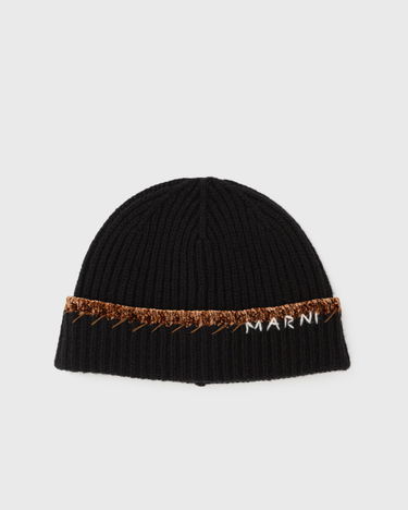 Kulicha Marni Marni Ribbed-Knit Beanie with Embroidered Logo Čierna | CLZC0177Q0-BIN99, 1