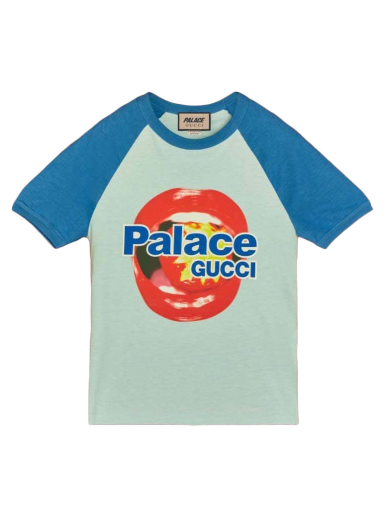 Tričko Palace Gucci x Printed Cotton Jersey T-shirt Light Blue Modrá | 720353 XJE1D 4754