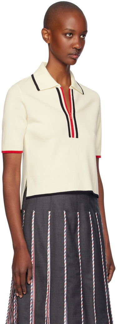 Polo tričko Thom Browne Thom Browne Wool Zip Polo Biela | FKP109B-Y1037, 1