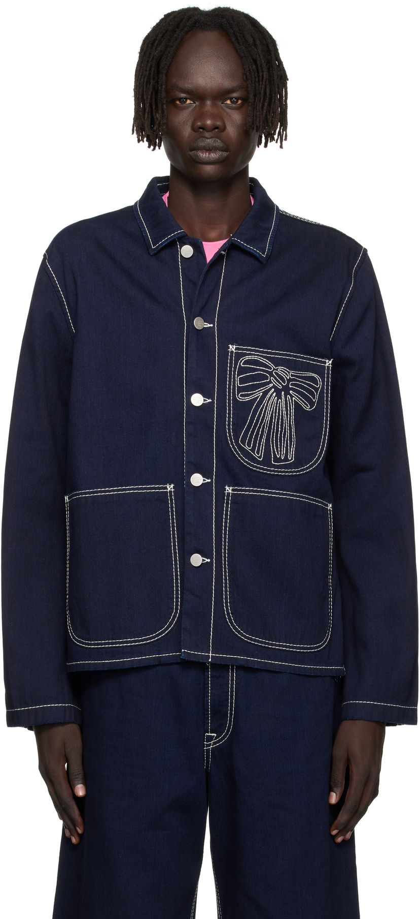Bunda Acne Studios Acne Studios Embroidered Denim Jacket Navy | C90204-