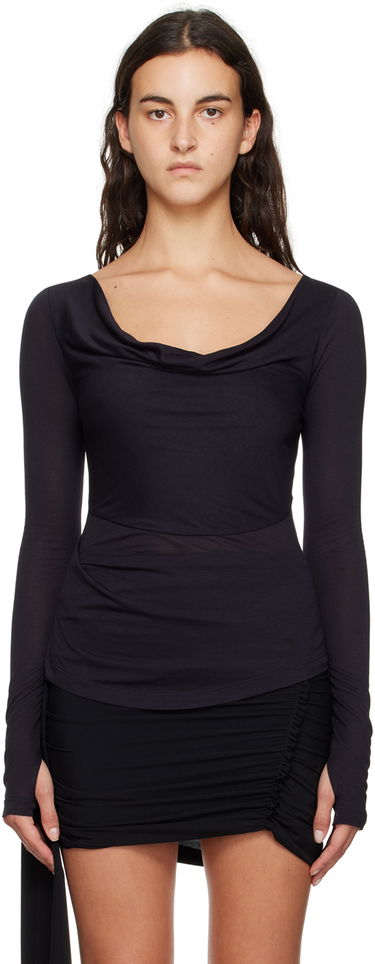 Tričko Helmut Lang Helmut Lang Cowl Neck Long Sleeve T-Shirt Čierna | N06HW522, 0