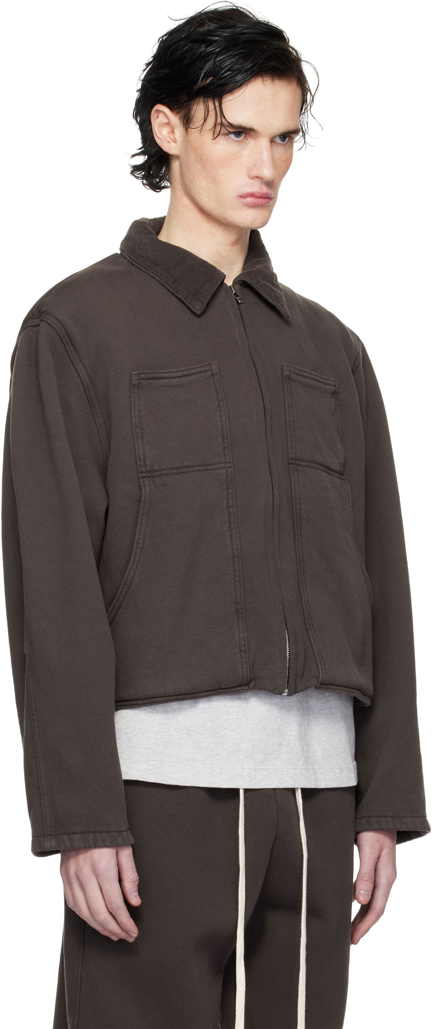 Mikina LES TIEN Utility Cropped Jacket Šedá | CF-1097, 1