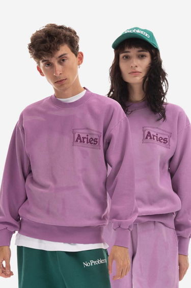 Mikina Aries Temple Cross Grain Sunbleached Sweatshirt Fialová | AR22200, 0