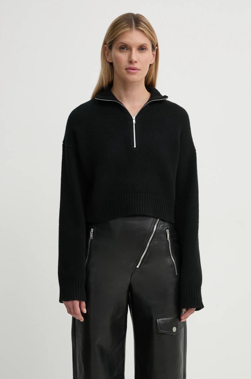 Sveter Nanushka SONORE Half-Zip Cropped Sweater Čierna | NW24FWSW42500, 0