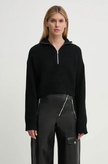 Sveter Nanushka SONORE Half-Zip Cropped Sweater Čierna | NW24FWSW42500, 0