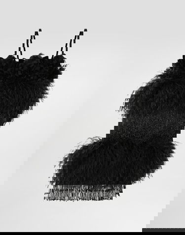 Tielko Dolce & Gabbana Dolce & Gabbana Feather Embellished Satin Top Čierna | F60FIZGDDI5N0000, 0