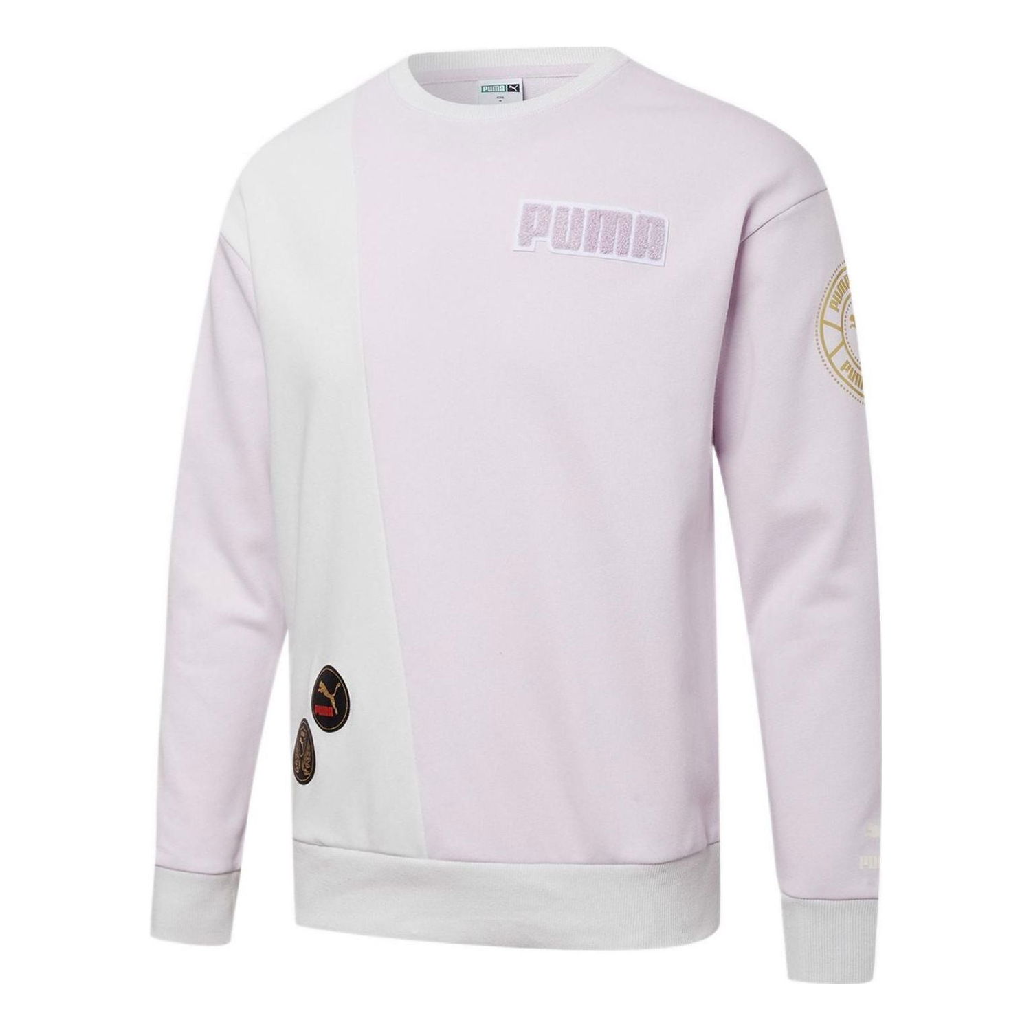 Sveter Puma Mix Badge Long Crew Sweater Fialová | 537008-17, 0