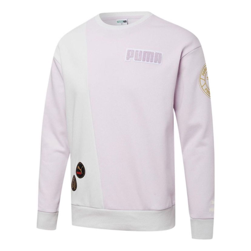 Sveter Puma Mix Badge Long Crew Sweater Fialová | 537008-17