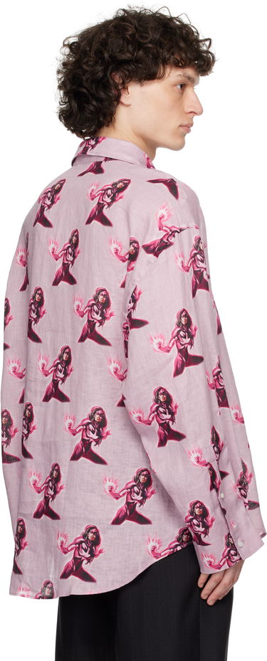 Košeľa Acne Studios Acne Studios Marvel Hero Print Linen Button-Down Shirt Ružová | BB0624-, 2