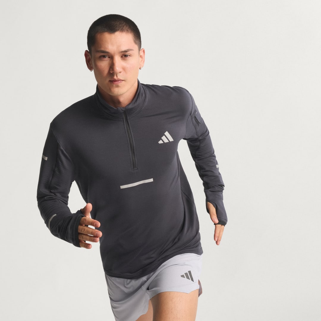 Mikina adidas Performance Adi365 Climawarm+ Running Half-Zip Top Šedá | JP3843, 0