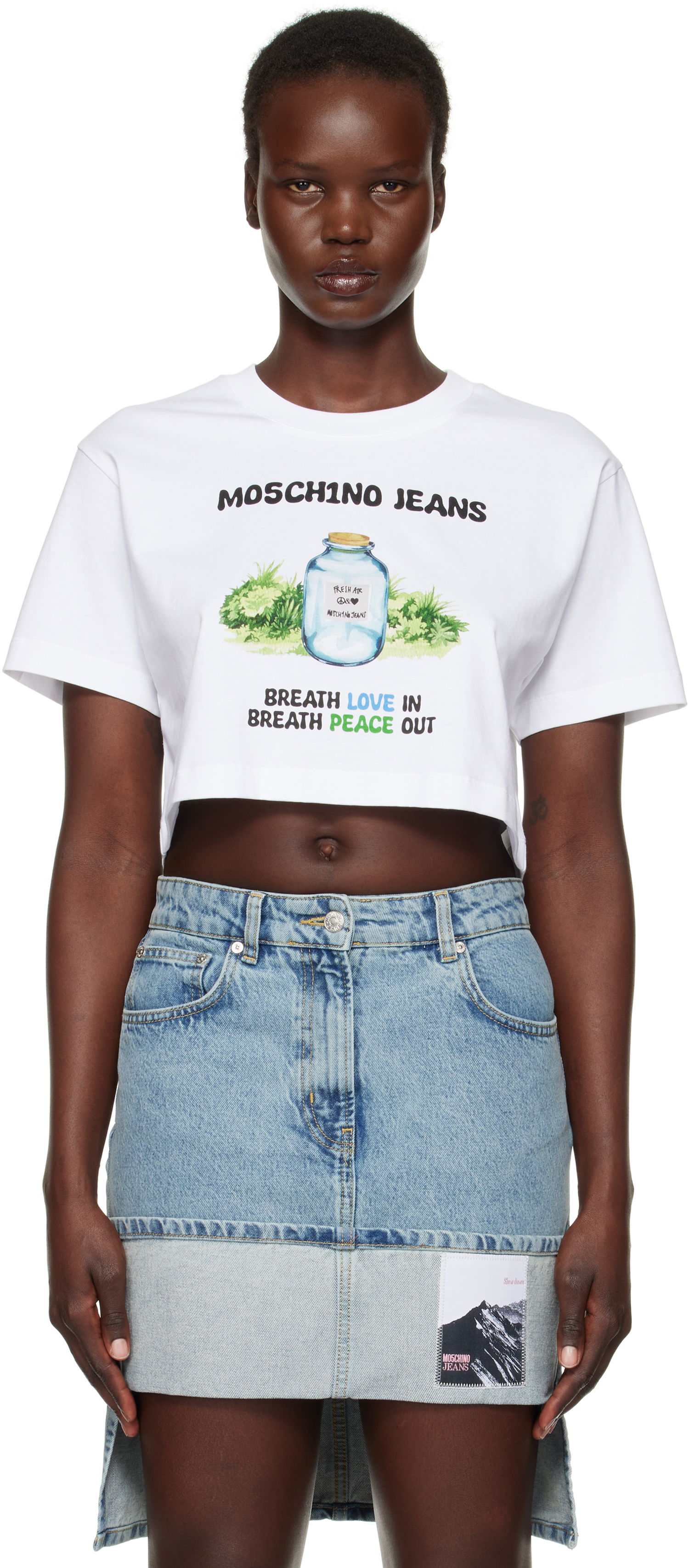Sukňa Moschino Moschino Jeans Cotton Jersey Cropped T-Shirt Modrá | 251K10706, 0