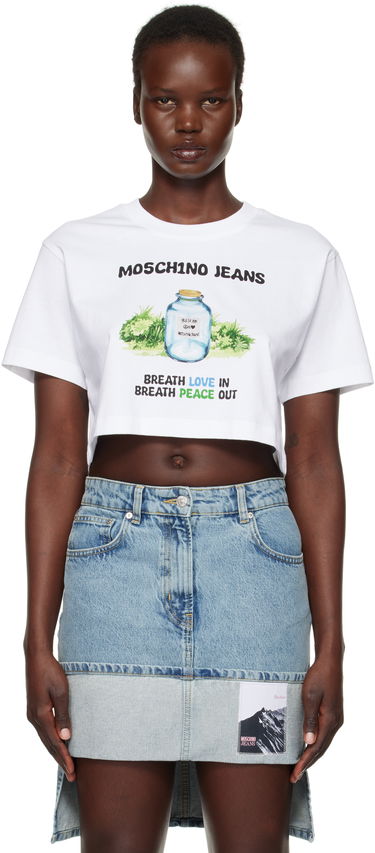Sukňa Moschino Moschino Jeans Cotton Jersey Cropped T-Shirt Modrá | 251K10706, 0