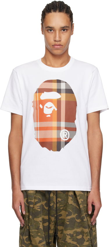 Tričko BAPE A Bathing Ape Check Big Ape Head T-Shirt Biela | 001TEK801046M, 0