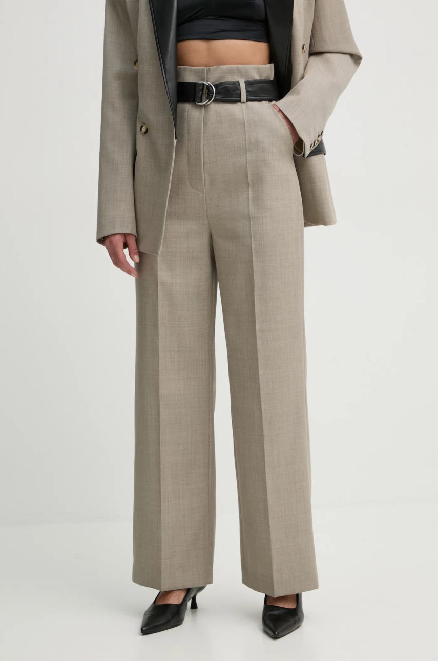 Nohavice Nanushka High Waisted Wide Leg Dress Pants Béžová | NW24FWPA37570, 0