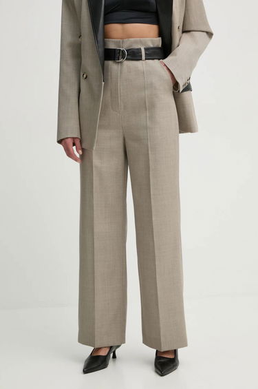 Nohavice Nanushka High Waisted Wide Leg Dress Pants Béžová | NW24FWPA37570, 0